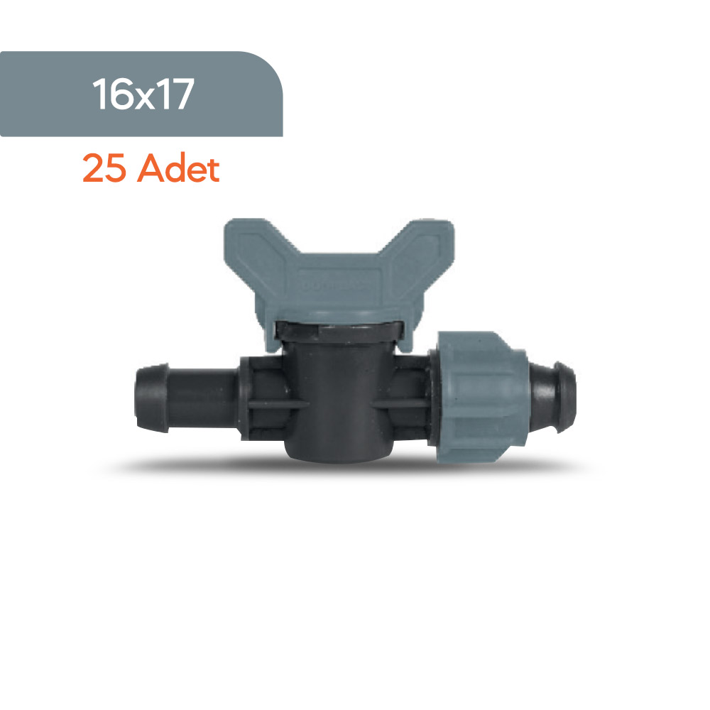 Akplas - Damlama Sulama Sistemi - Mini Vana Conta Çıkışlı Somunlu 16*17 - 25 Adet