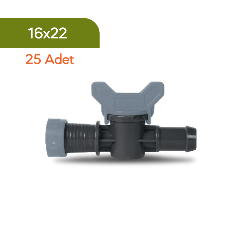 Akplas - Tarım Sulama Sistemleri-Mini Vana- Conta Çıkışlı-Yüzüklü 16*22  25 Adet