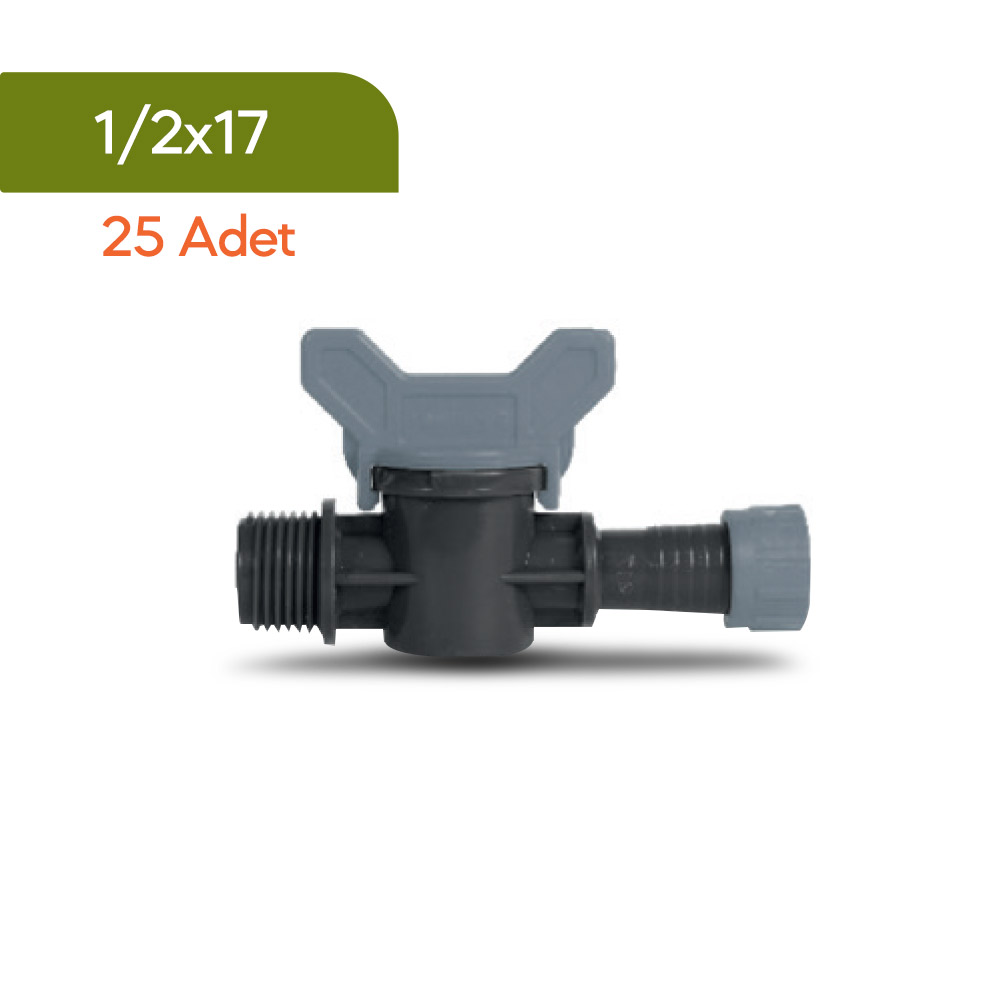 Akplas - Tarım Sulama Sistemleri-Mini Vana-Kurtağzı-Dış Dişli-Yüzüklü 1/2*17 - 25 Adet
