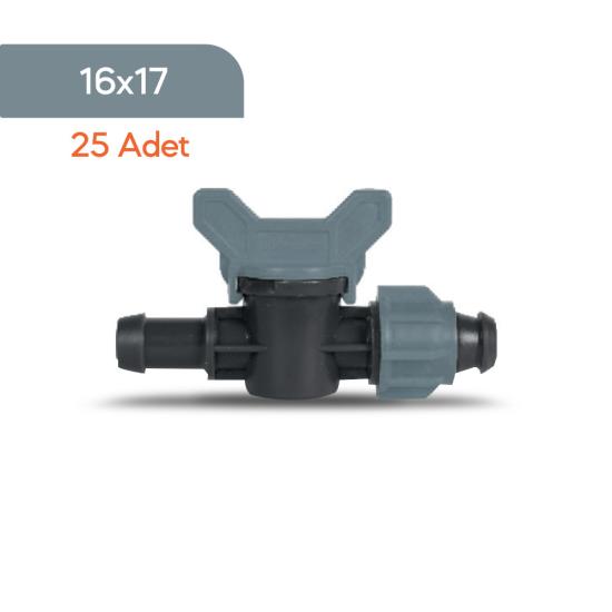 Akplas - Damlama Sulama Sistemi - Mini Vana Conta Çıkışlı Somunlu 16*17 - 25 Adet