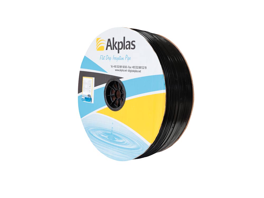 Akplas – Yassı Damlama Sulama Borusu- Ø16 8 Mil 1.6 Lt 030cm Aralıklı Enerji Ak 2500 Metre